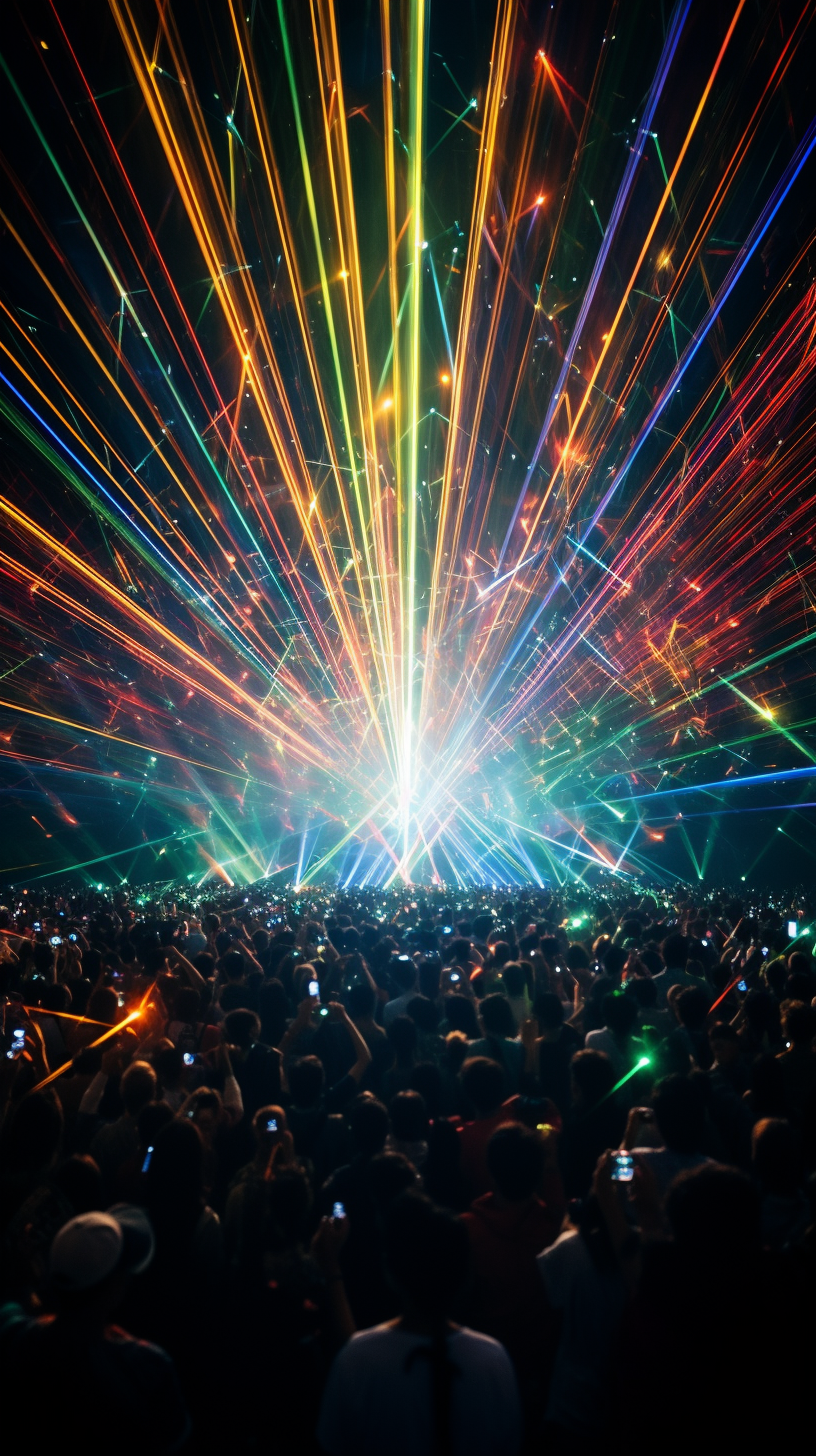 Vibrant laser show with colorful movements