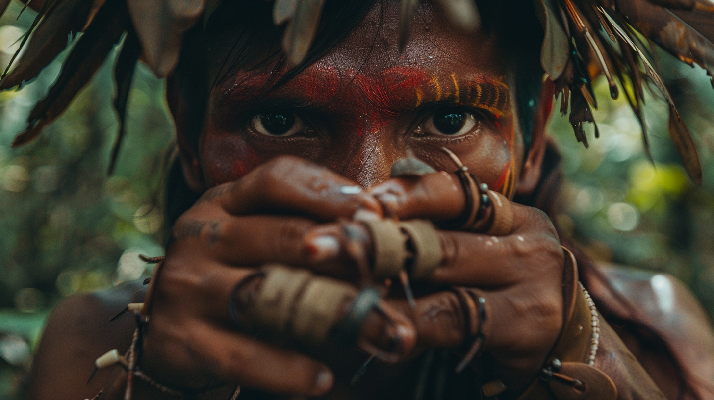 Sateré-Mawé Youth Enduring Ant Glove Ritual