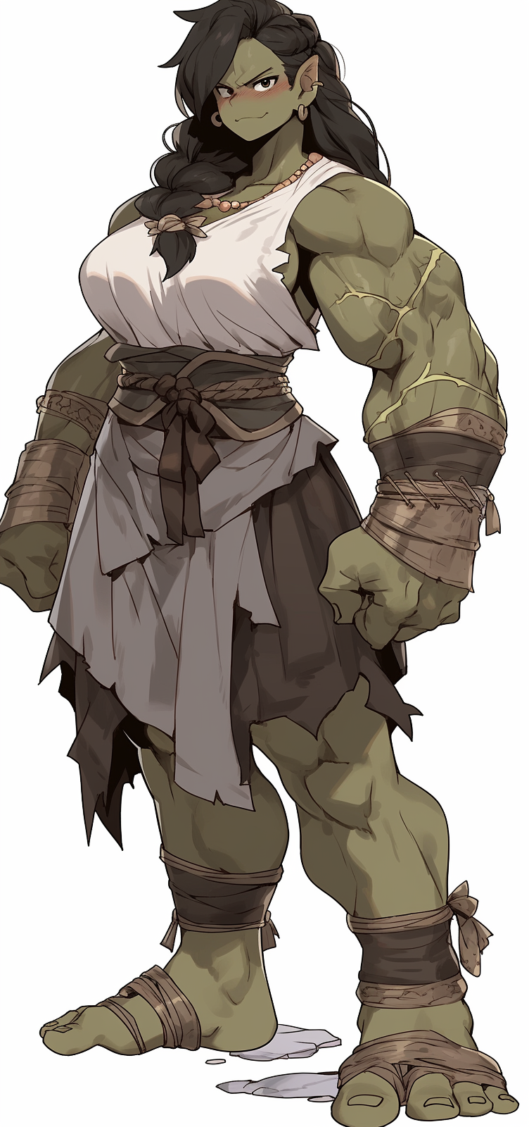 Strong Amazonian Female Giant Orc in Forest