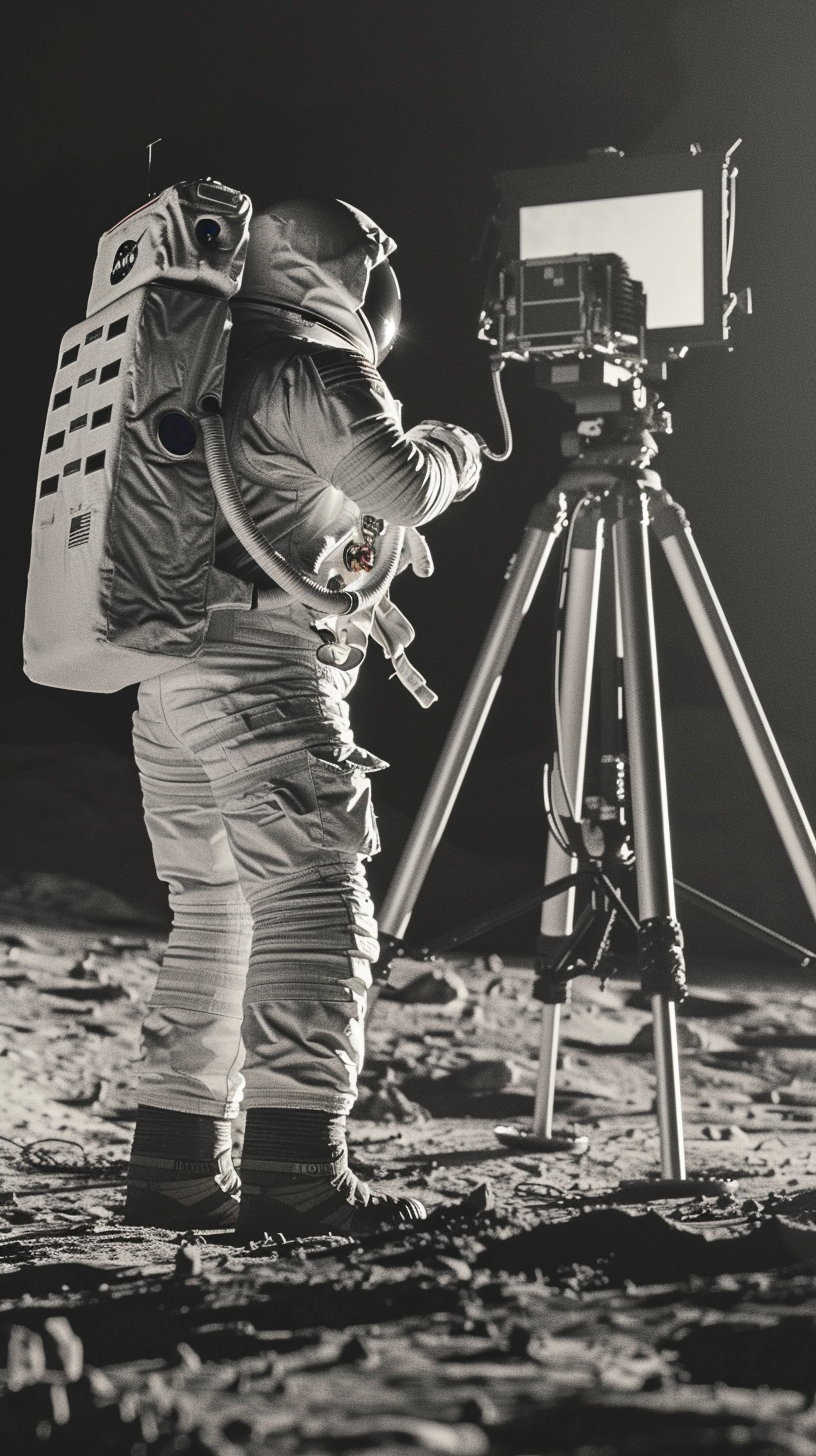 American astronaut on lunar surface