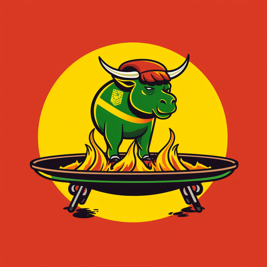 American Bison Grilling Steak Mascot Logo