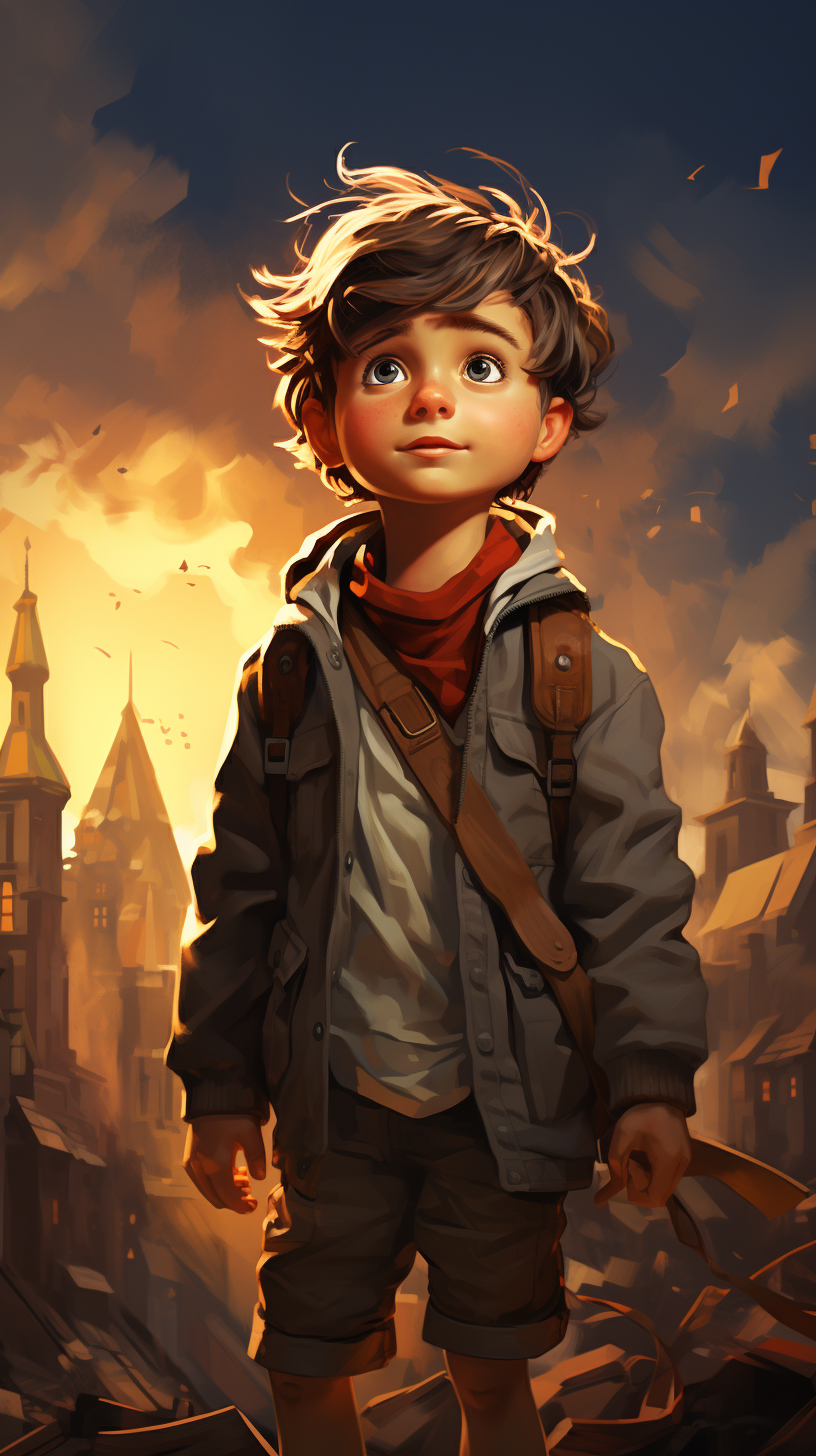 Illustration of an American child in cartoon cinematic style