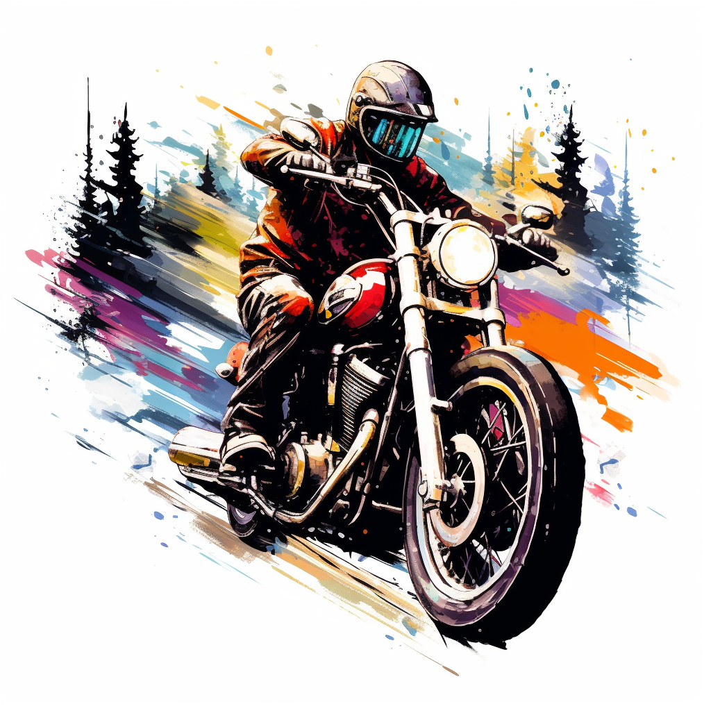 Colorful American Christmas motorcycle canvas