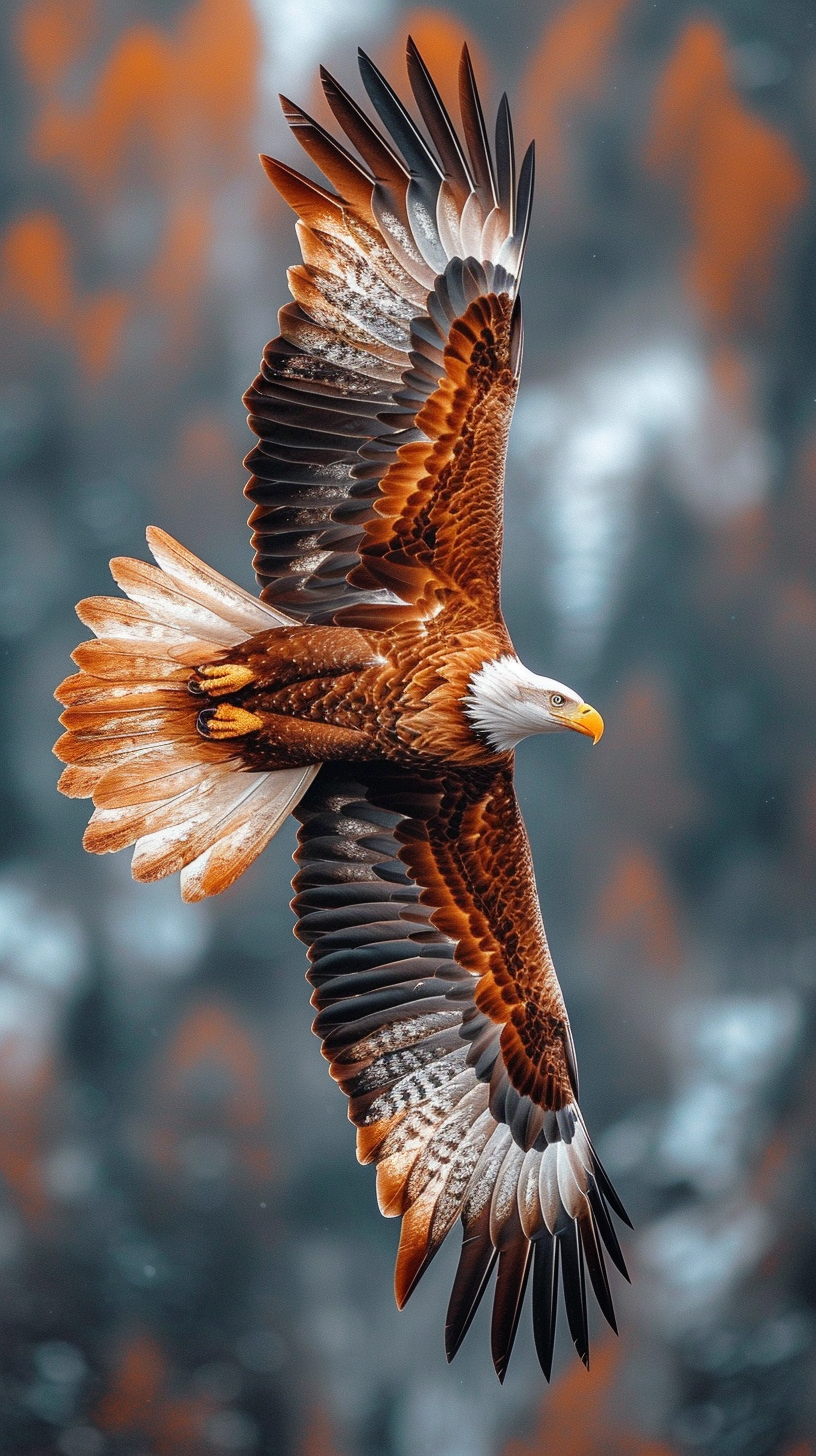 American Eagle Flying Above Mountain Rocks