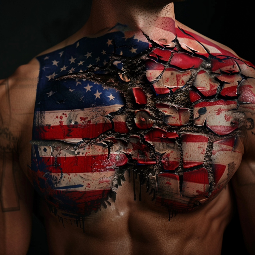 3D American Flag Tattoo