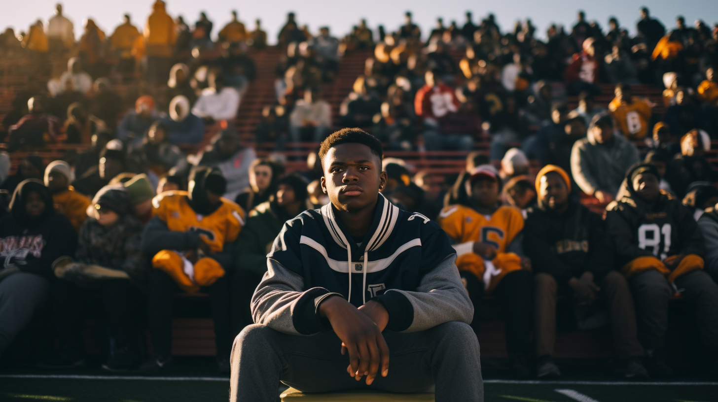 Justin Jefferson on bleachers at football game