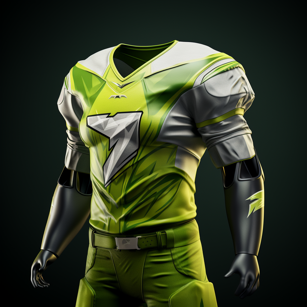 Lime Green American Football Jersey with Praying Mantis Emblem