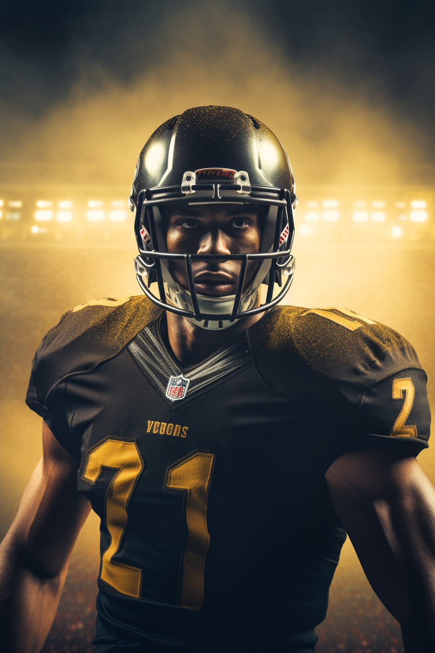 American football player with cinematic lighting