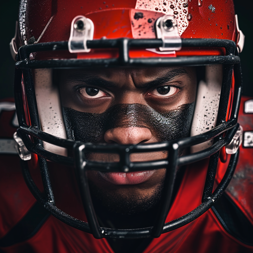 Close-up of American Football Player Studio Shot