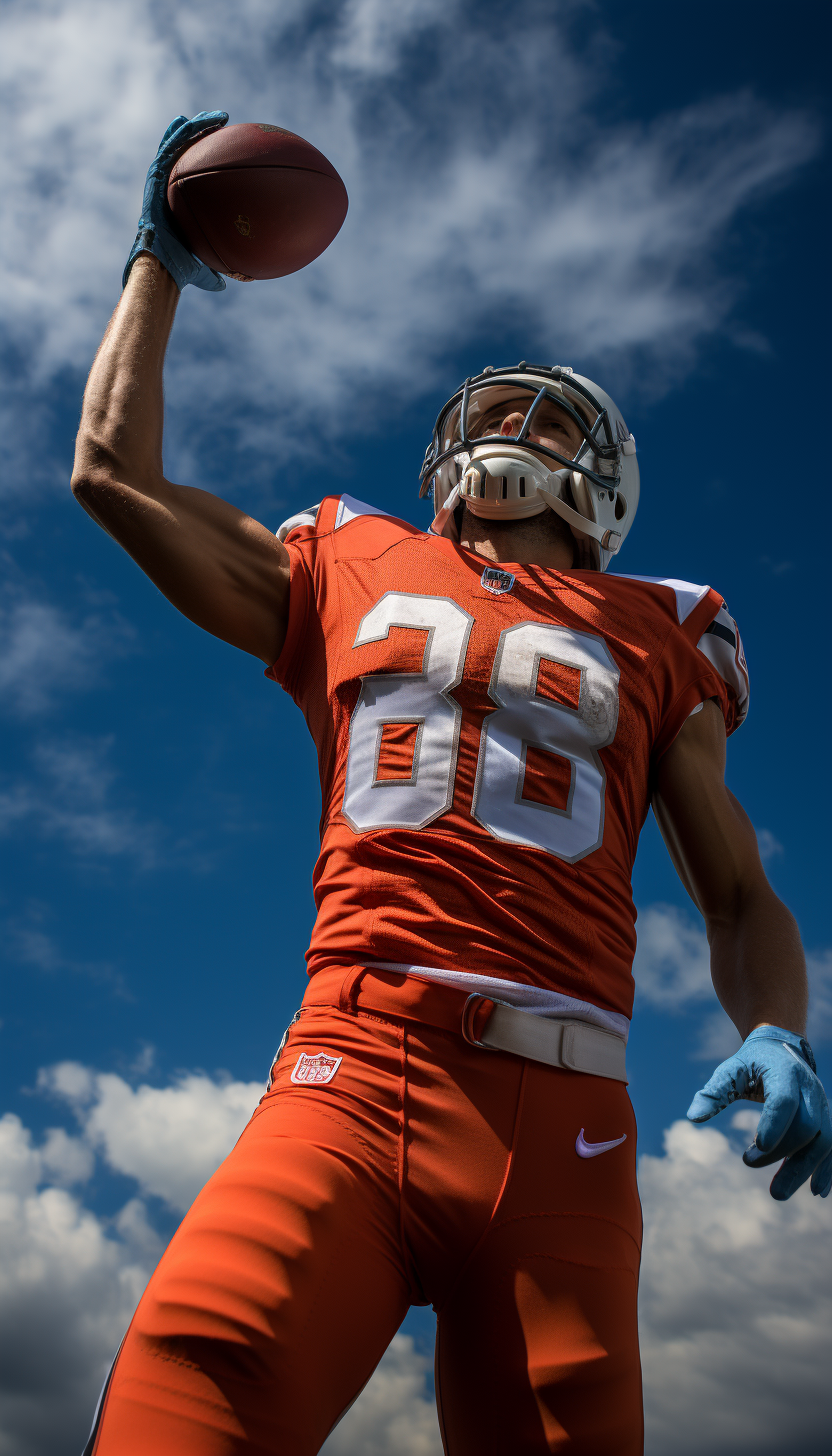 Rear View of Football Player on Field