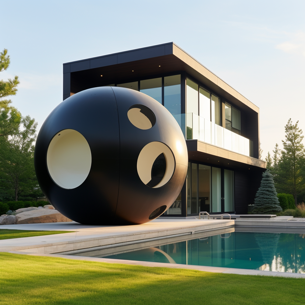 American home with giant 8 ball