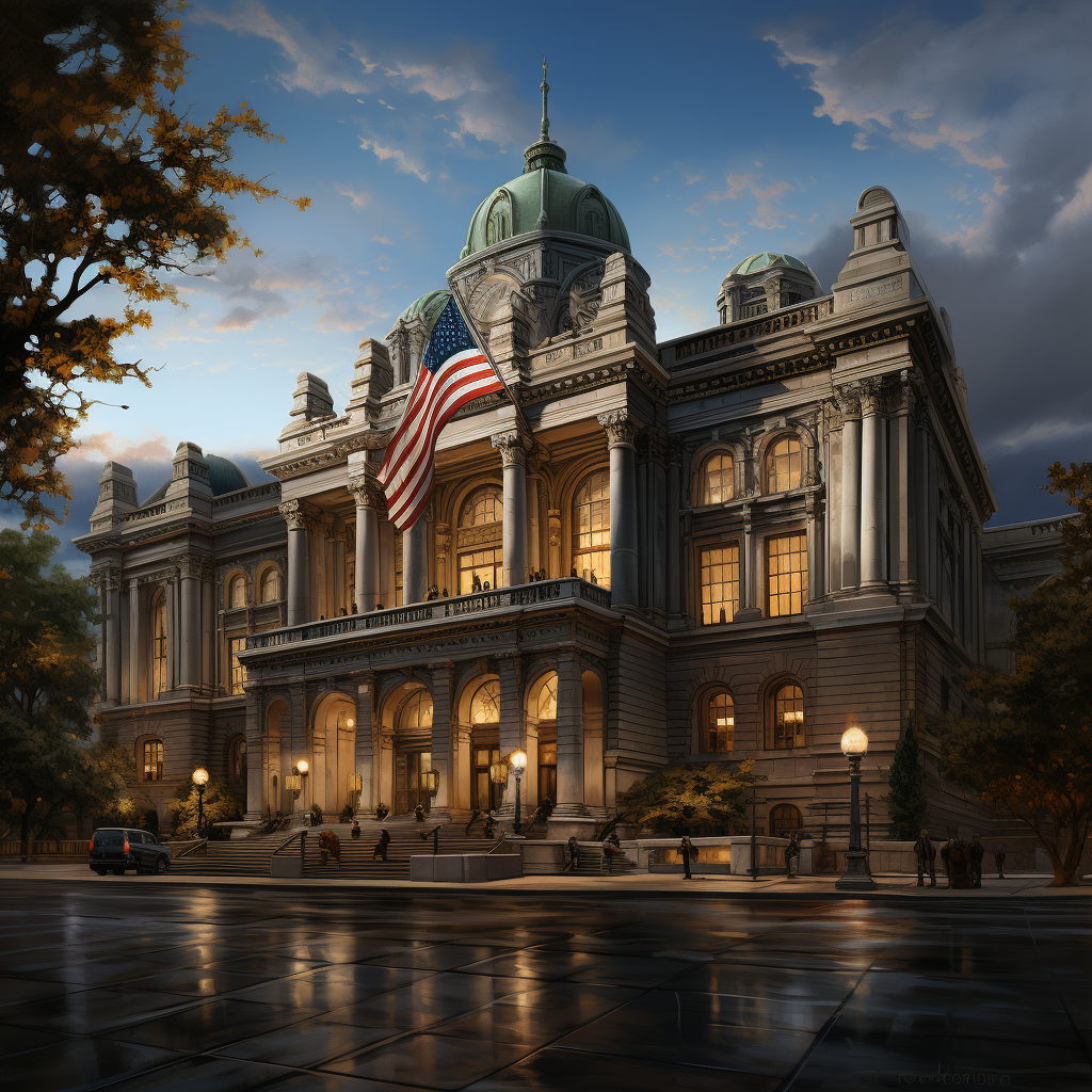 American immigration building hyper realistic