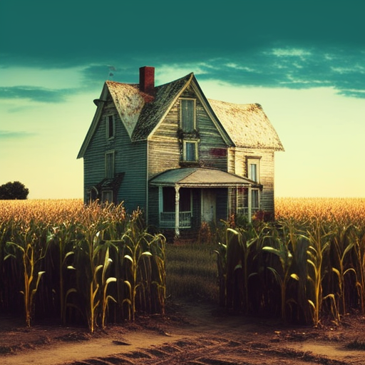 Charming farm house in the corn field