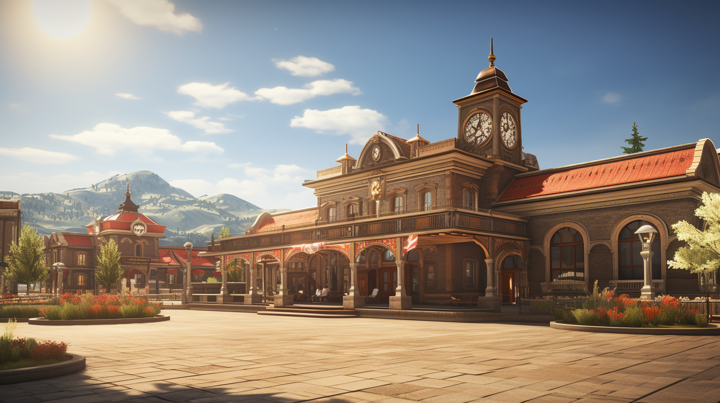 Historic train station in the American Old West