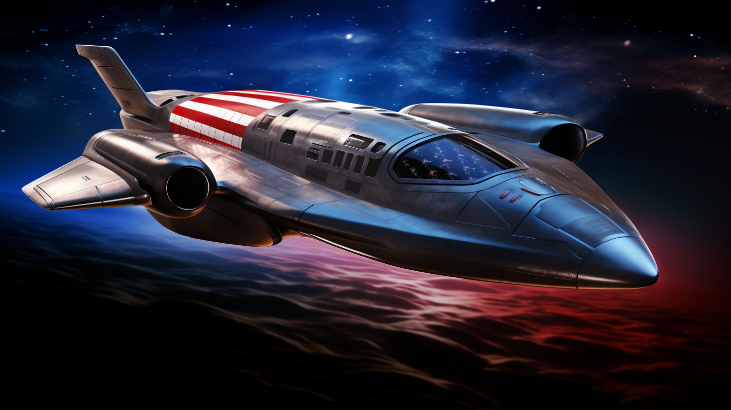 Stunning American Spaceship soaring through space