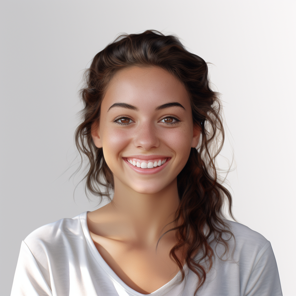 Smiling American Young Woman with White Background