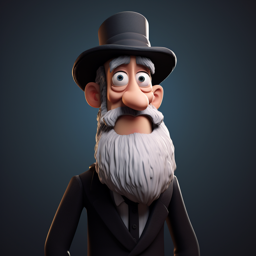 Amish comic character pixar style