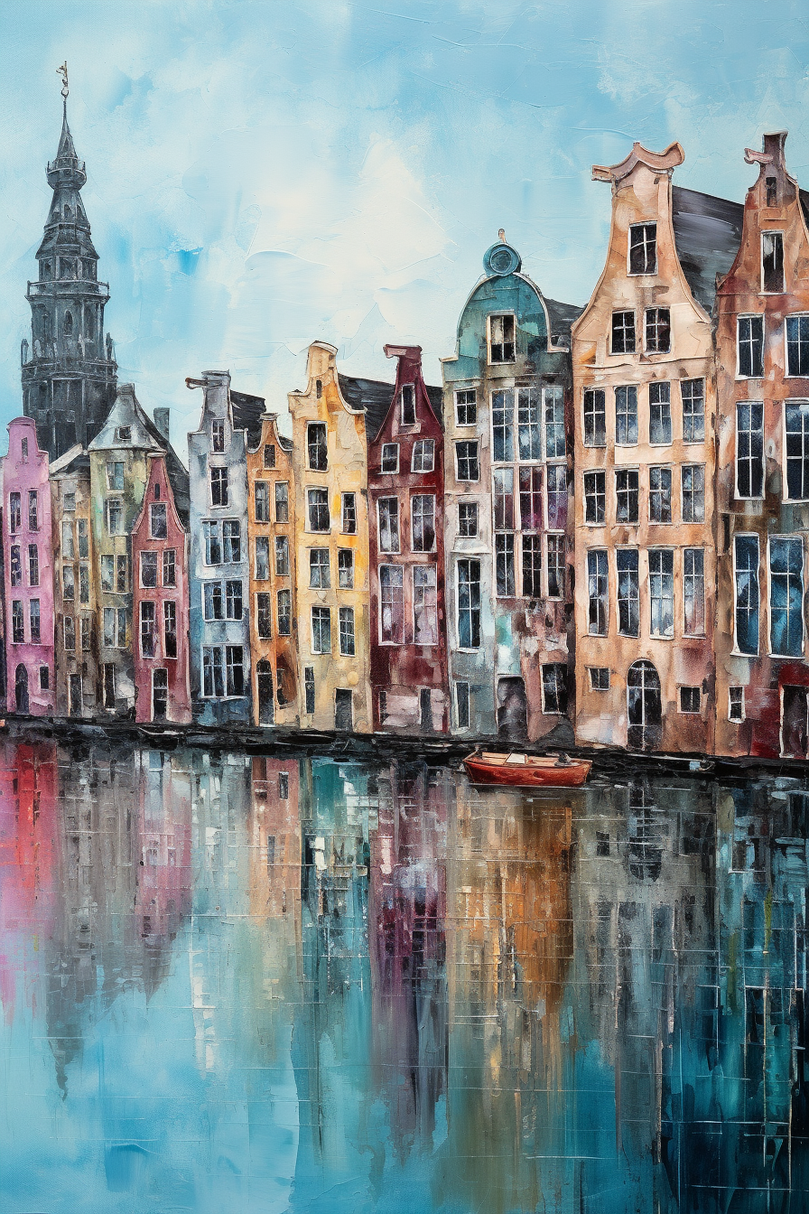 Amsterdam canal houses painting by Freddie Henderson