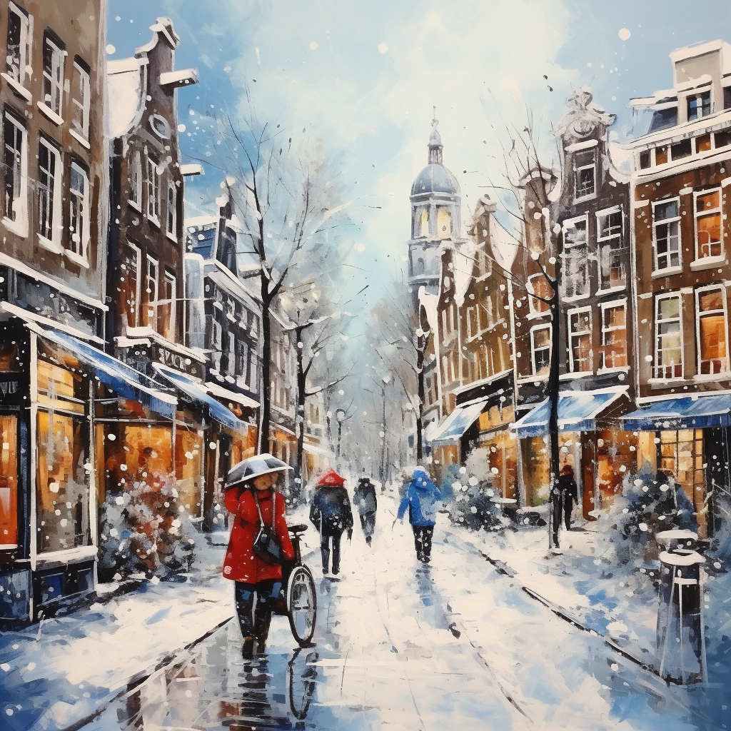 Snow in Amsterdam Streets