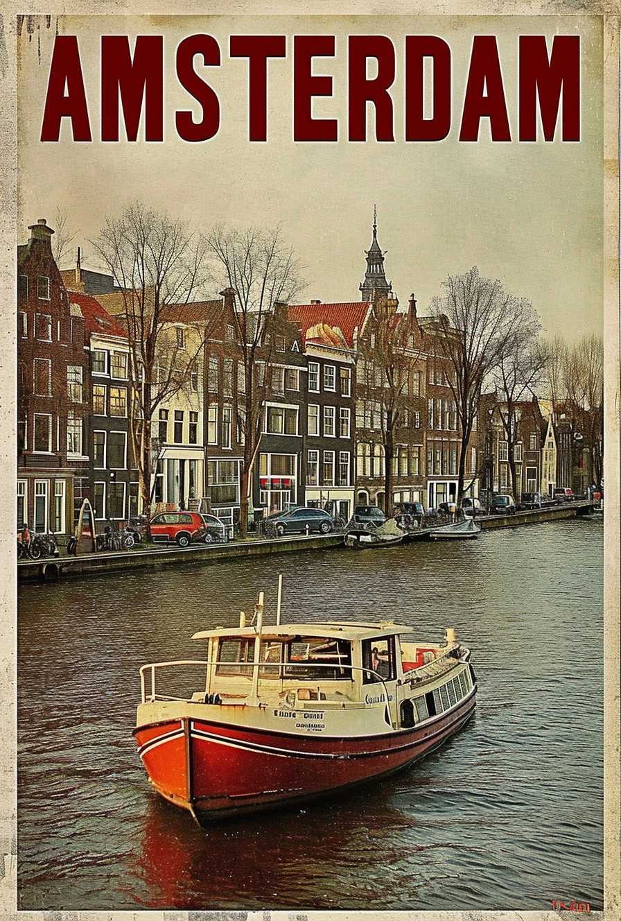 Artistic Amsterdam poster in Tycho style