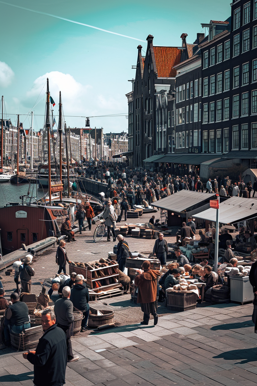 Busy VOC harbour in Amsterdam, 1600