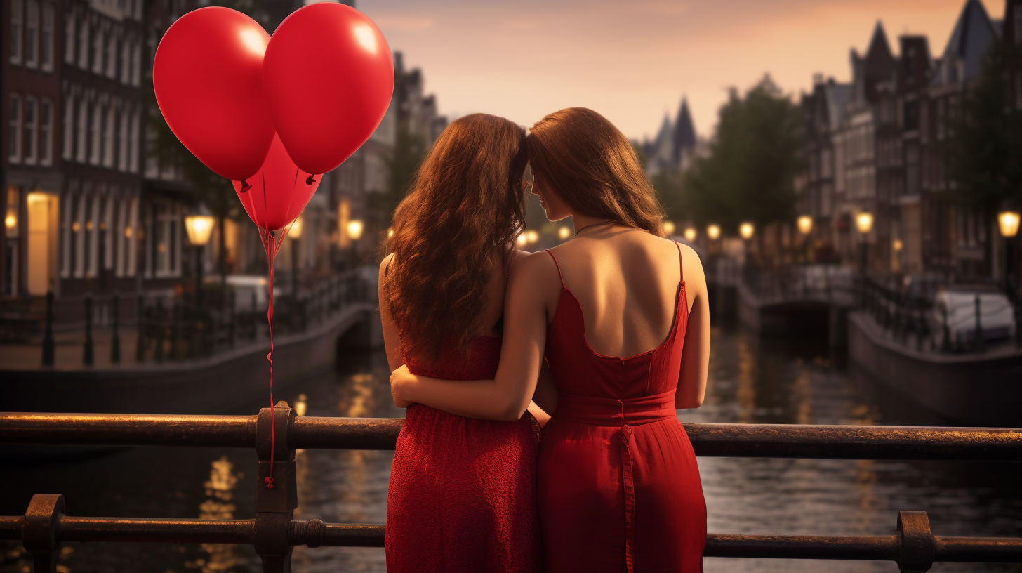 Two Women with Balloon in Amsterdam