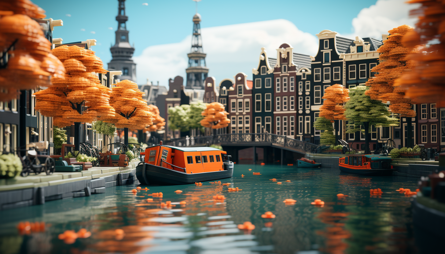 Close up of photorealistic low poly Amsterdam