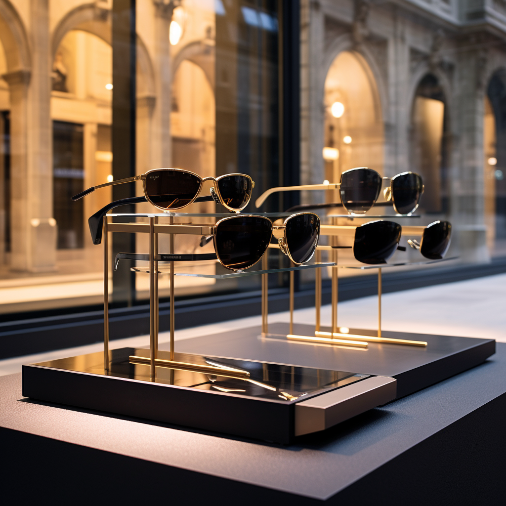 Exquisite designer sunglasses reflecting Amsterdam's vibrant streets