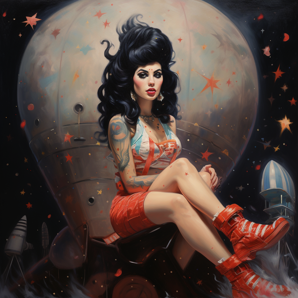 Amy Winehouse on a rocket ship