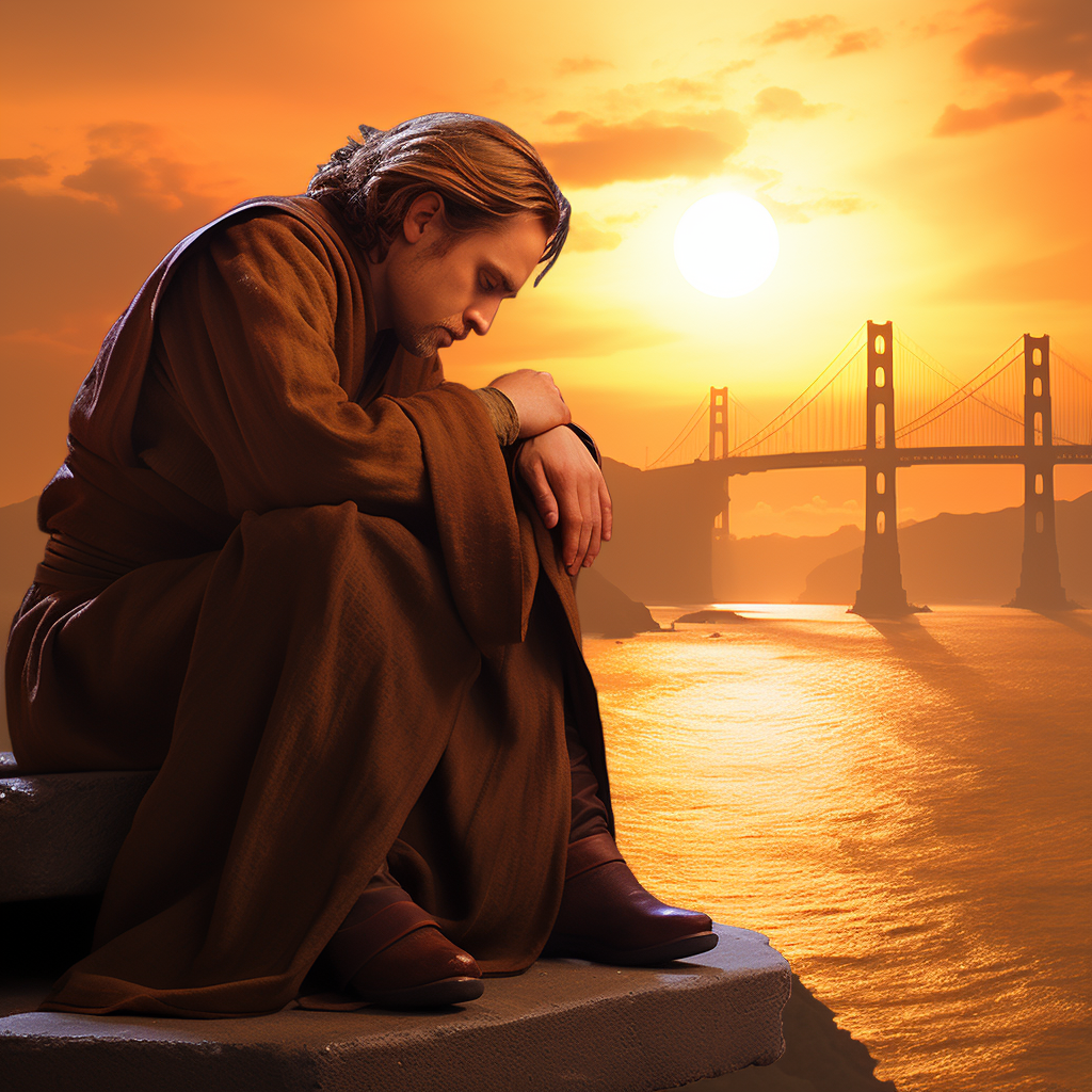 Sad Anakin Skywalker at Golden Gate Bridge Ship Crash