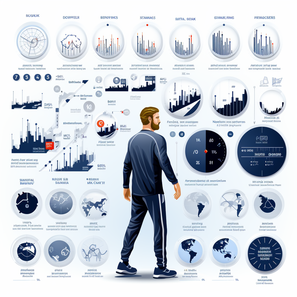 Flat icons for analytics, reports, sport, facilities, people, and equipment