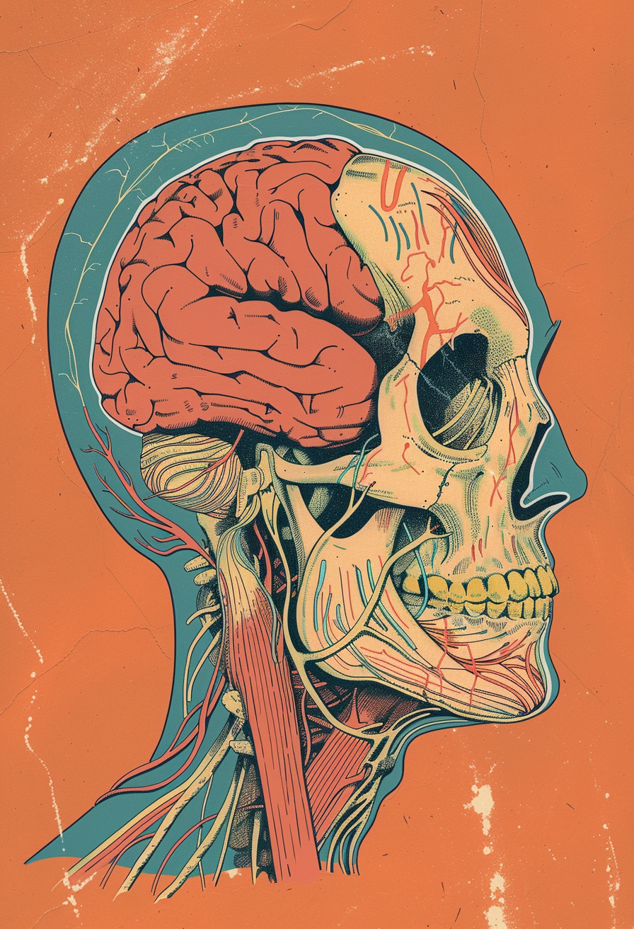 Detailed anatomical illustration with labels