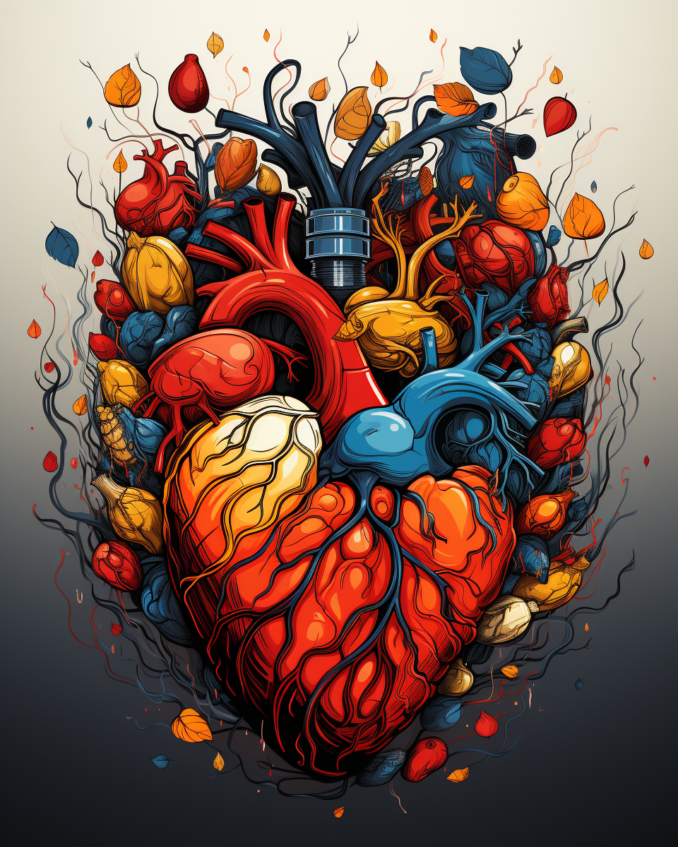 Artistic doodles of anatomical heart