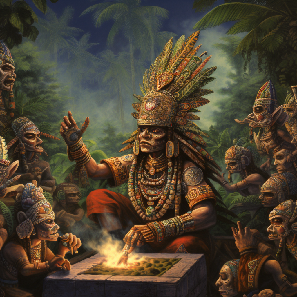 Aztec gods worshipping marijuana in ancient times