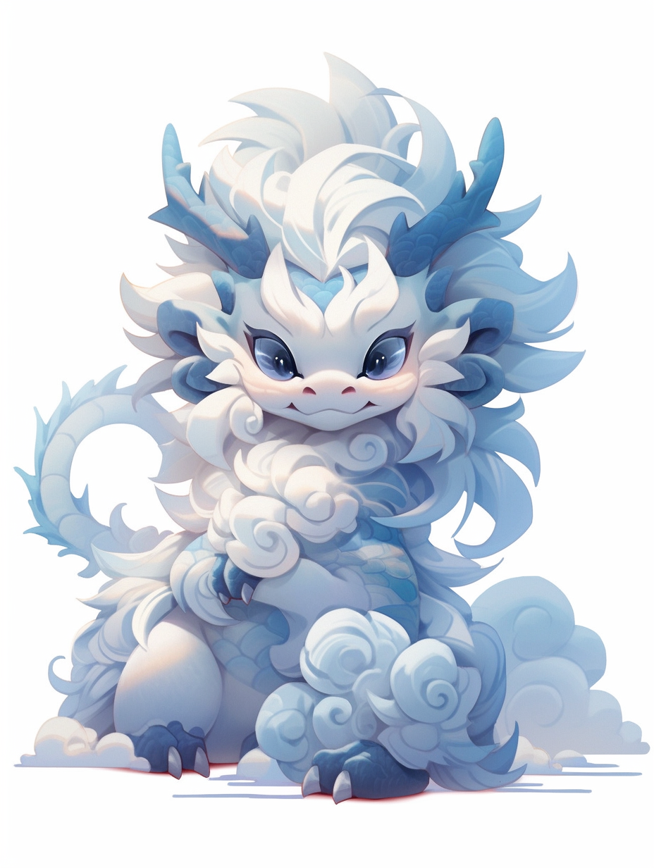 Ancient Chinese Cute Blue Dragon Image