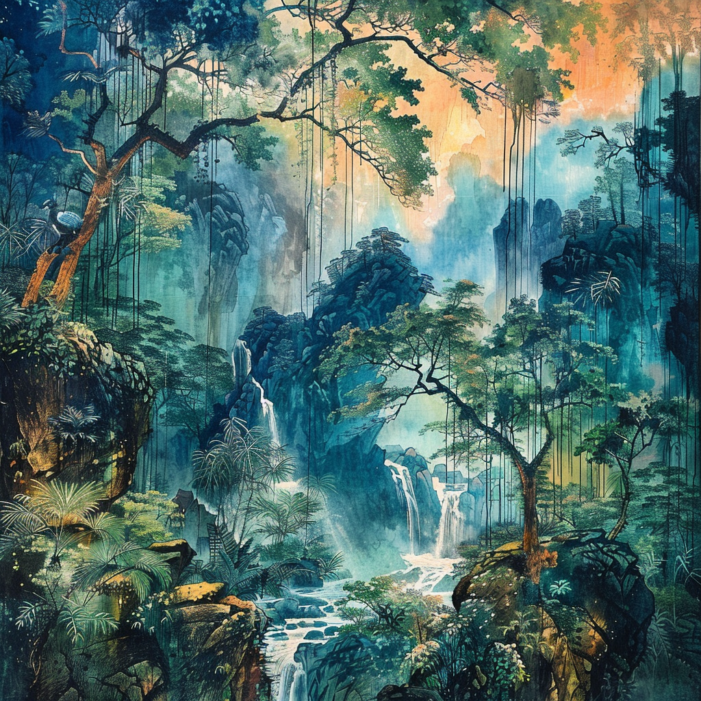 Ancient Chinese Painting Forest Hainan