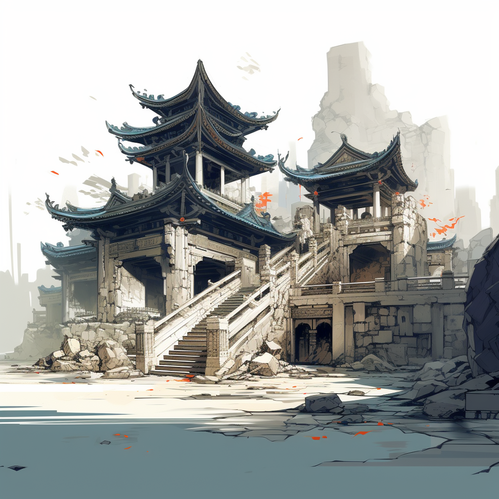 Sketch of Ancient Chinese Temple