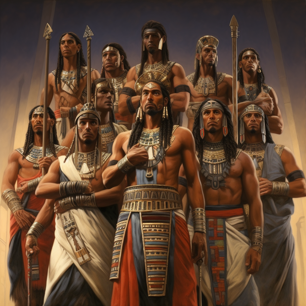 Group of men in ancient Egypt with different religions