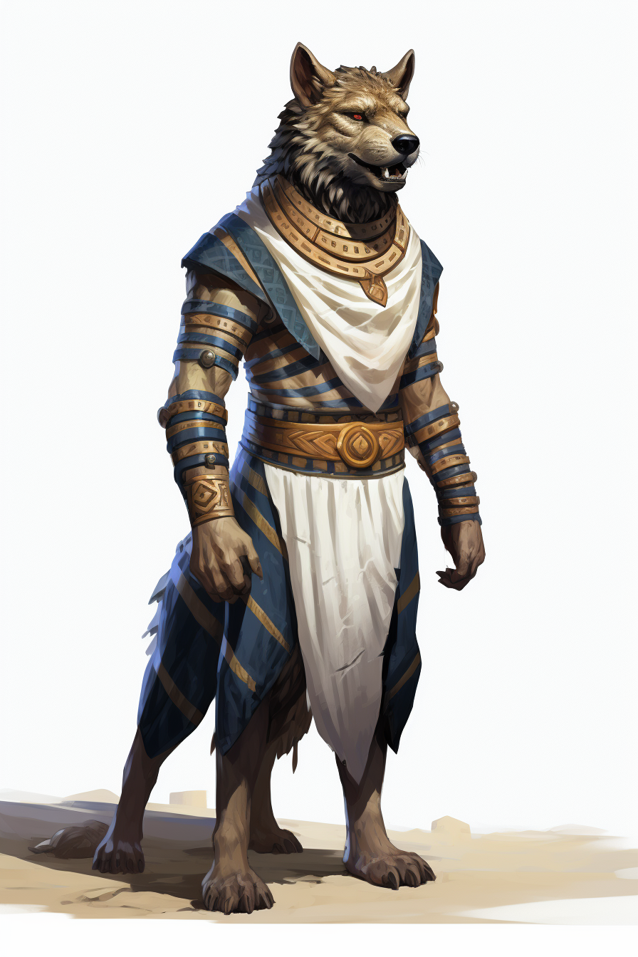 Ancient Egyptian Gnoll Full Body Perspective