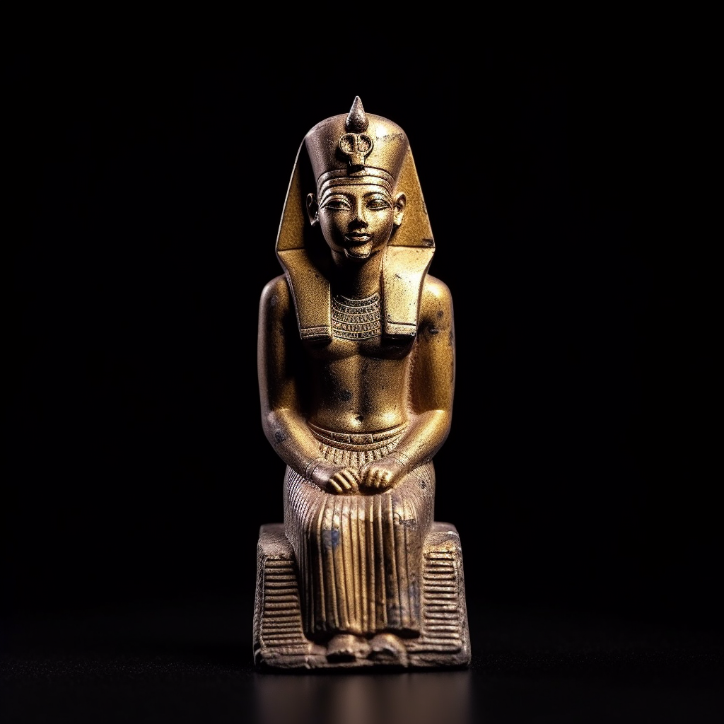 Ancient Egyptian idol on black background