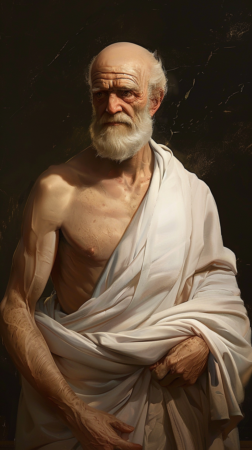 Ancient Greece Hippocrates Realistic Portrait