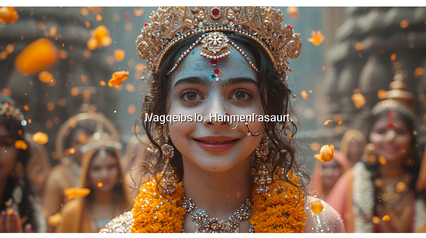 Smiling Hindu Boy and Girl in Ancient Temple