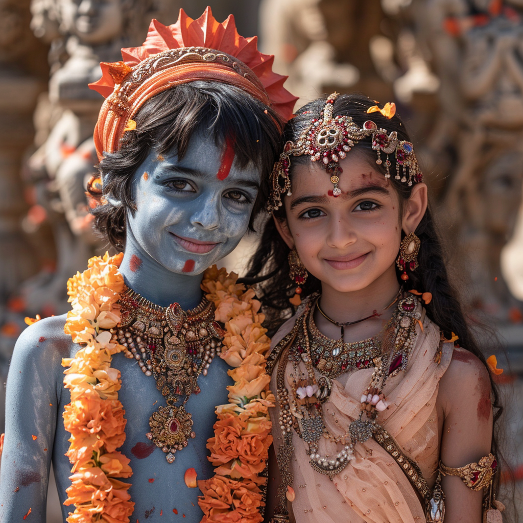 Prince Rama and Princess Sita at Hindu Temple