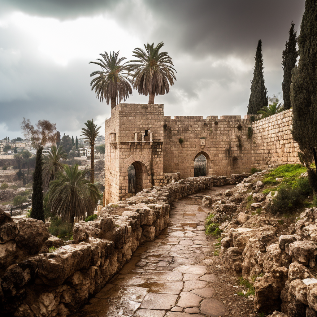 Ruined stone gate in ancient Jerusalem