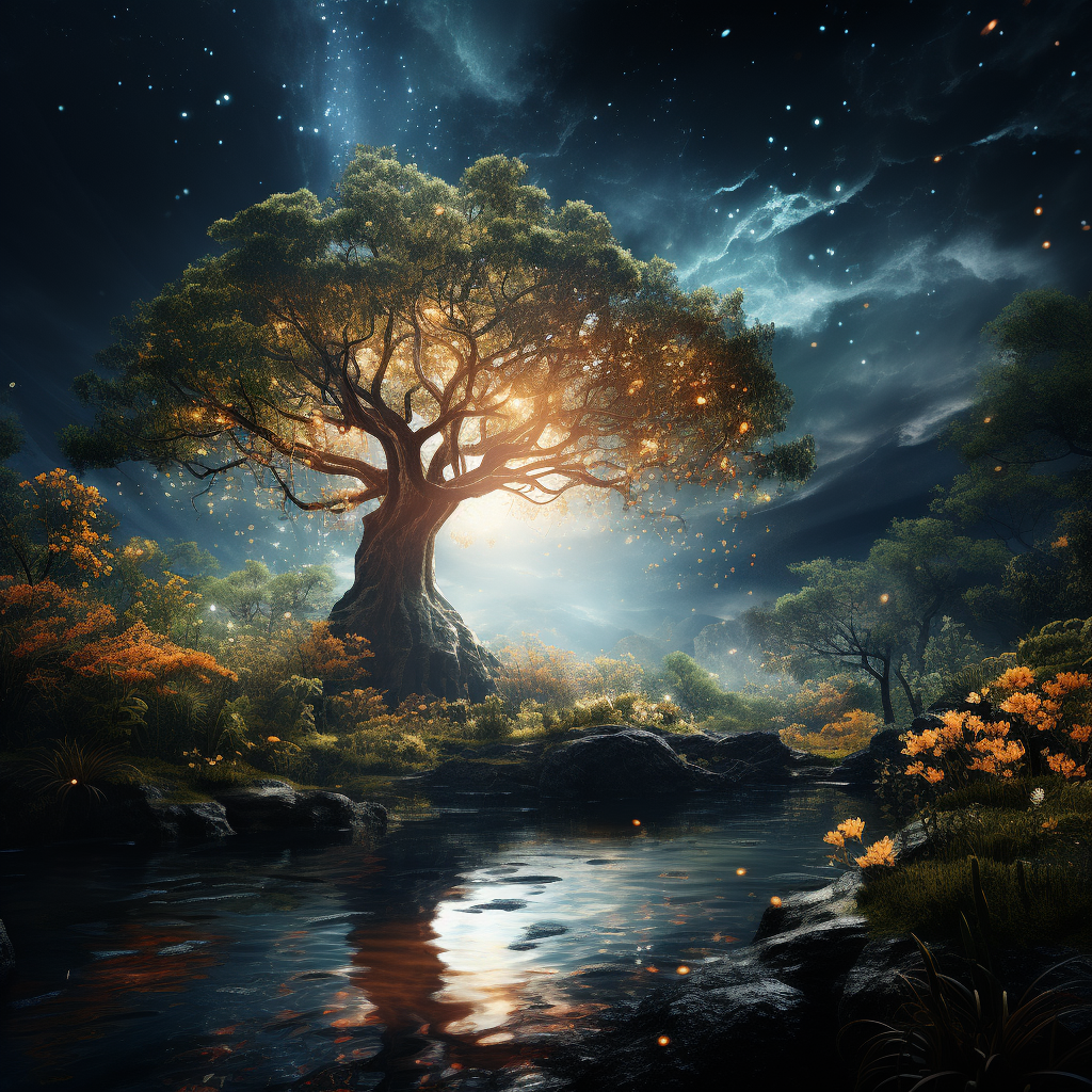 Mysterious and enchanting magical forest