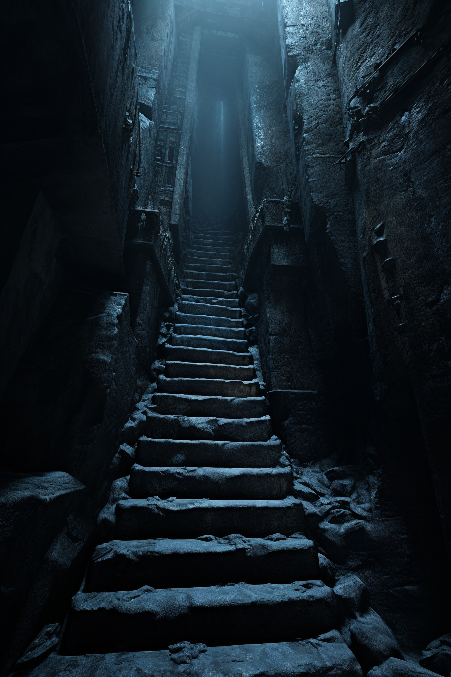 Dark mystery stone stairs