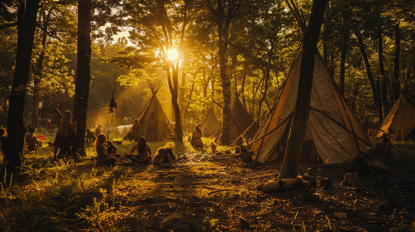 Normadic tribe setting up camp