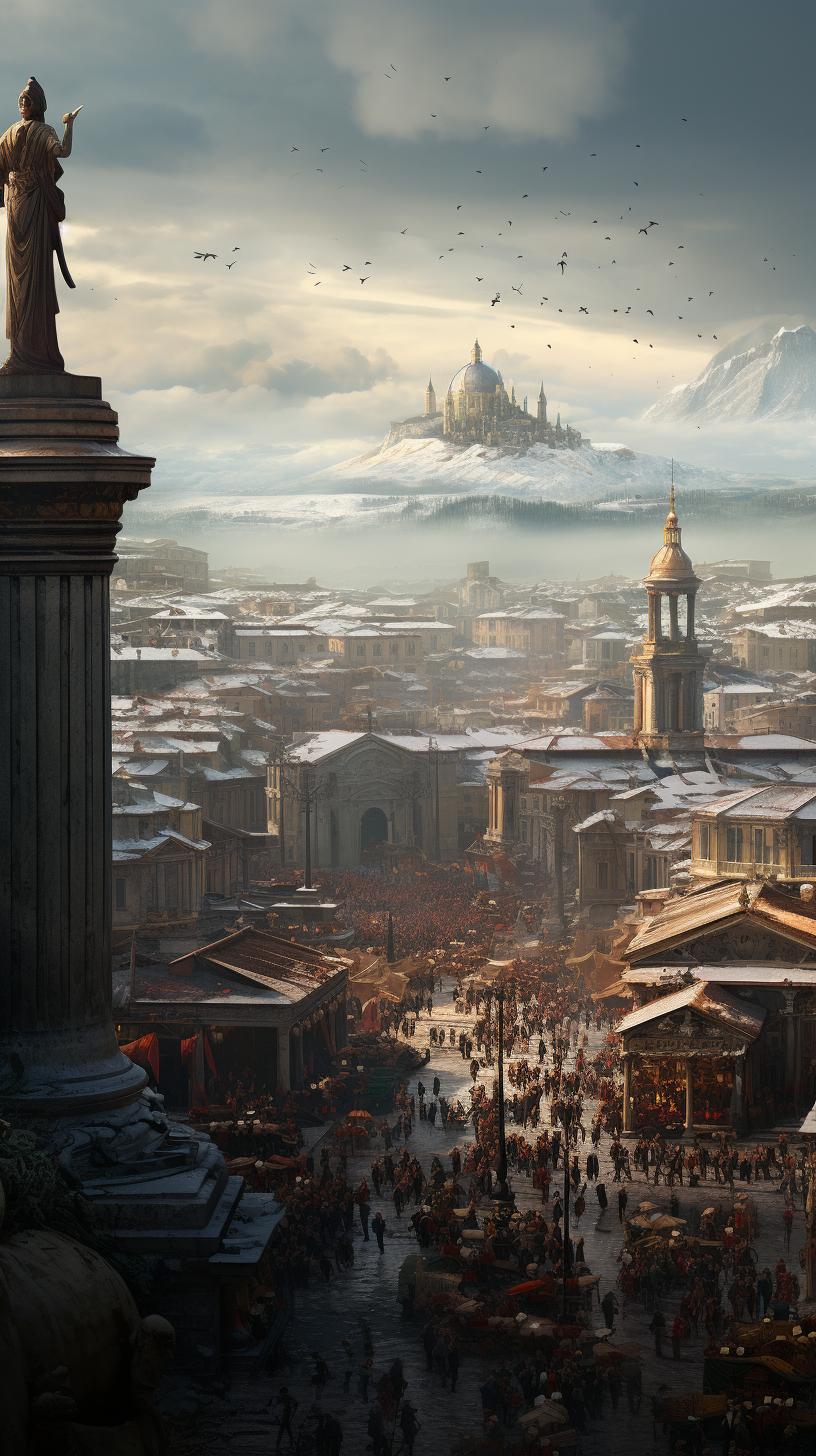 Ancient Rome cityscape in cinematic view