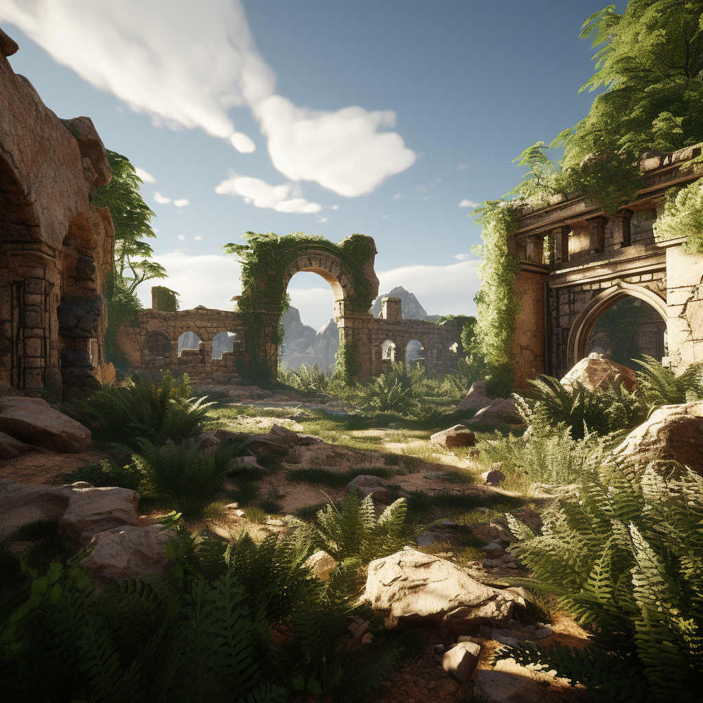 Beautiful virtual ancient ruins environment model