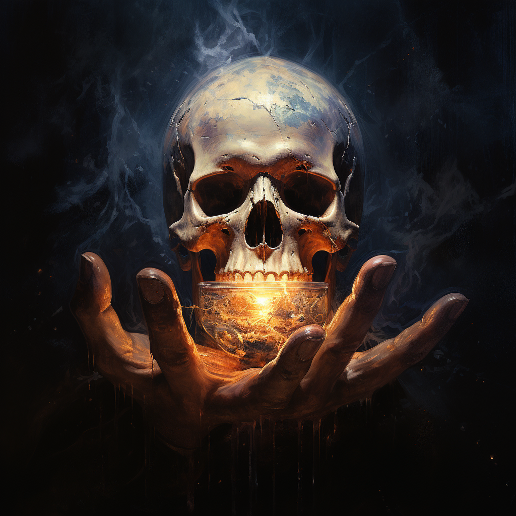 Mystical ancient skull with magical abilities